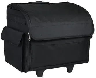 Everything Mary Collapsible Rolling Sewing Machine Tote - Premium Polyester Construction - Universal Fit - Portable with Dual Wheels and Telescoping Handle - Black
