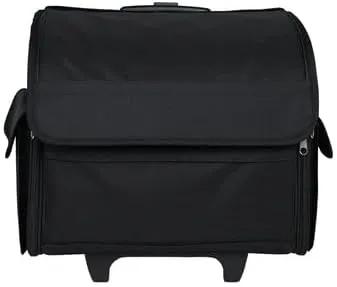 Everything Mary Collapsible Rolling Sewing Machine Tote - Premium Polyester Construction - Universal Fit - Portable with Dual Wheels and Telescoping Handle - Black