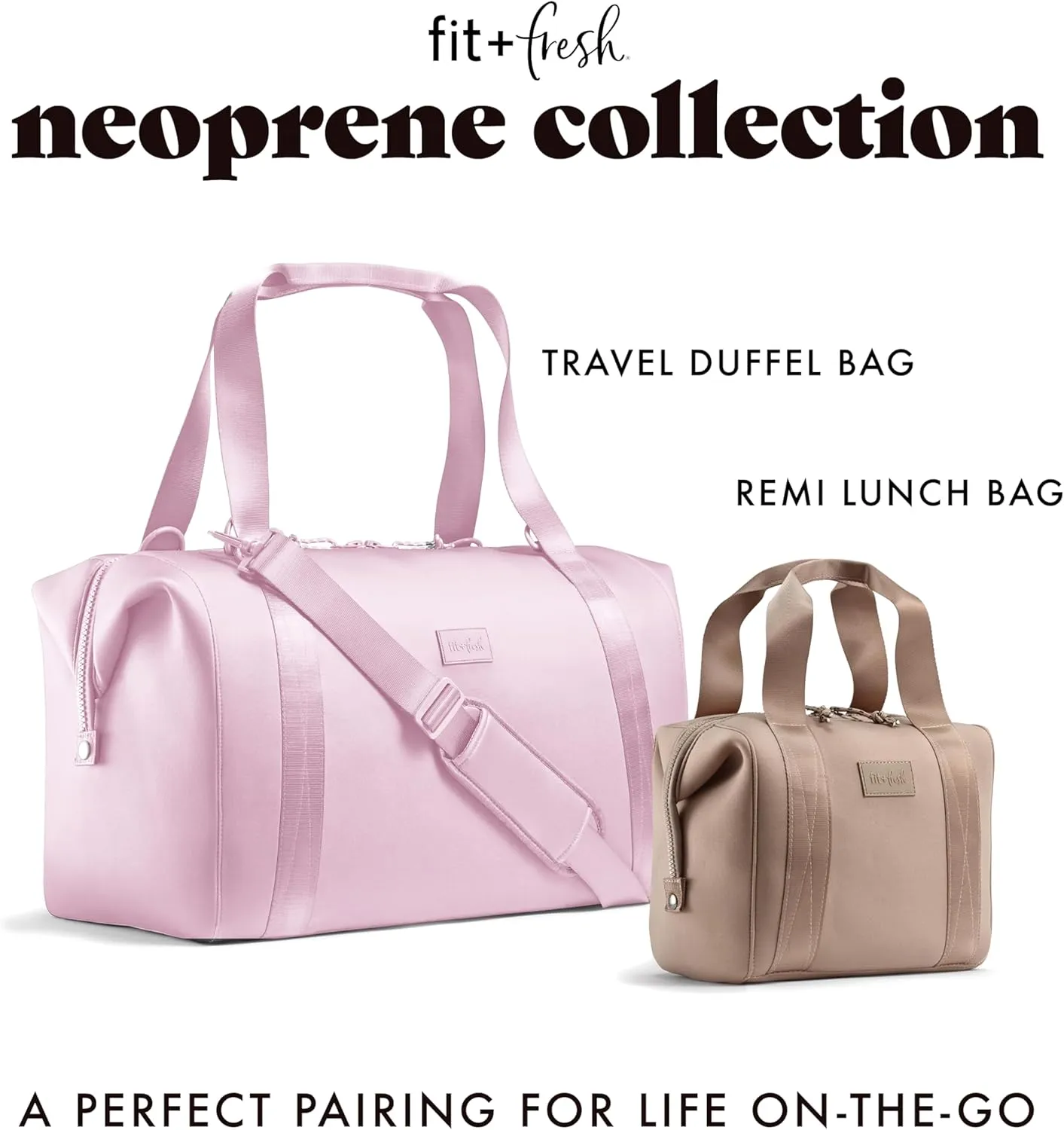 Fit & Fresh Premium Neoprene Weekender Bag With Trolley Sleeve - Large Overnight, Carry-on, Duffel, Gym, and Hospital Bag for Labor & Delivery