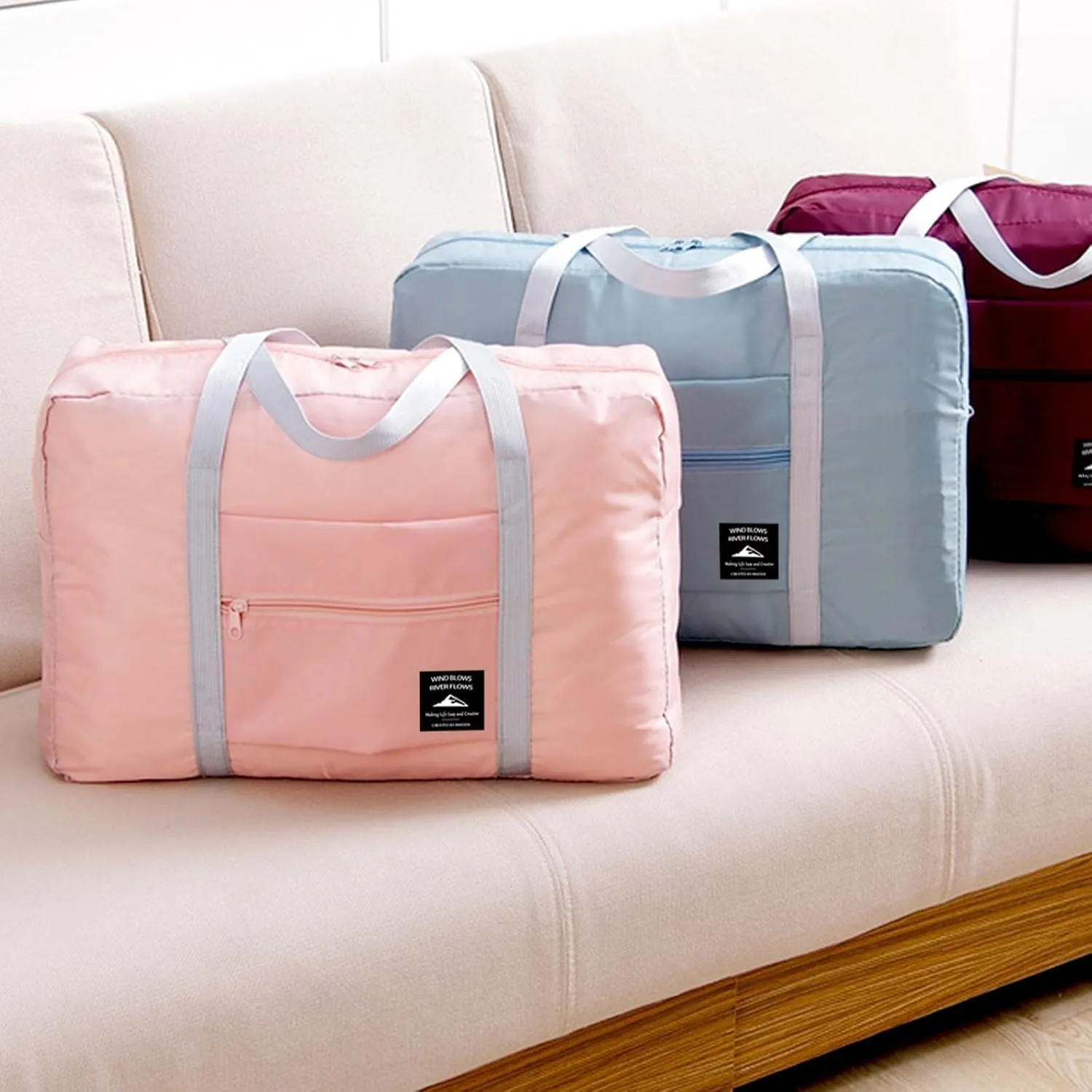 Foldable Travel Duffel Bag Tote Carry on Luggage Bag Spirit Airlines Personal item Sports Gym Bag Water Resistant Weekender Overnight Bags for Women and Men (Pink)