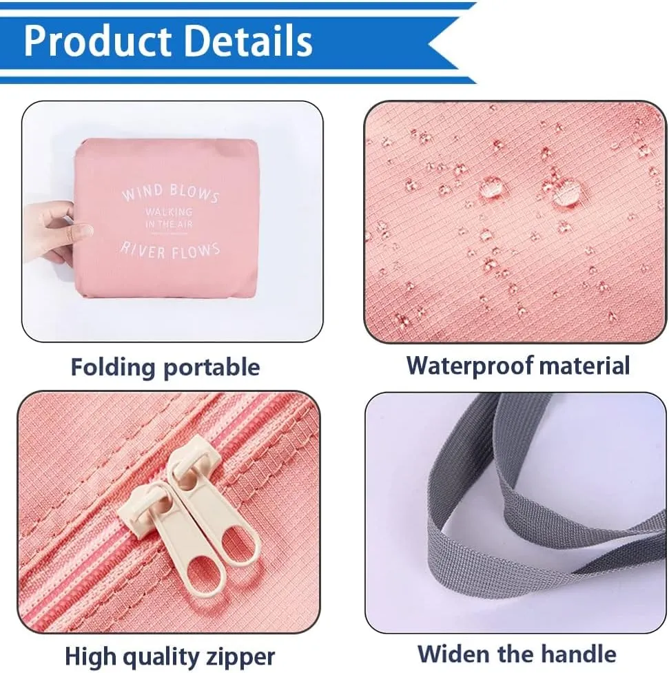 Foldable Travel Duffel Bag Tote Carry on Luggage Bag Spirit Airlines Personal item Sports Gym Bag Water Resistant Weekender Overnight Bags for Women and Men (Pink)