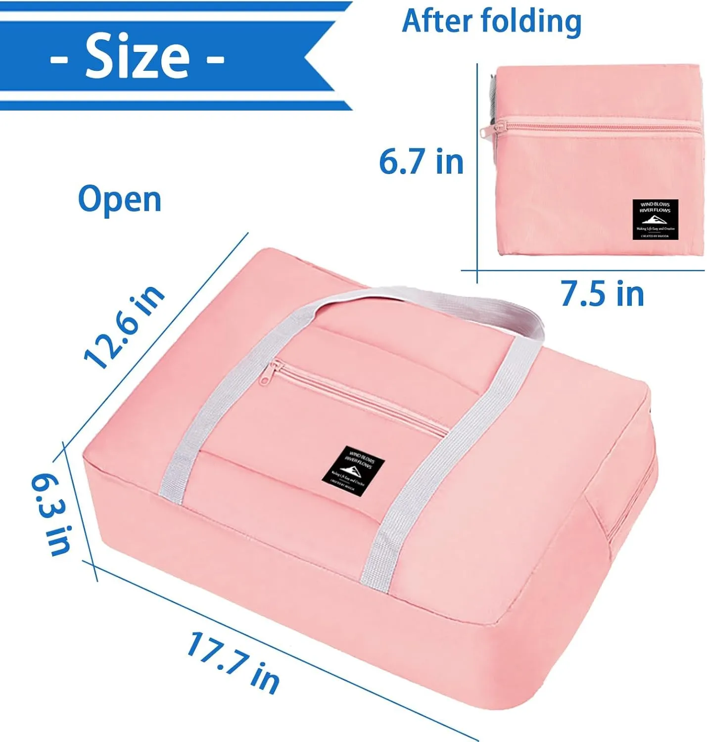 Foldable Travel Duffel Bag Tote Carry on Luggage Bag Spirit Airlines Personal item Sports Gym Bag Water Resistant Weekender Overnight Bags for Women and Men (Pink)