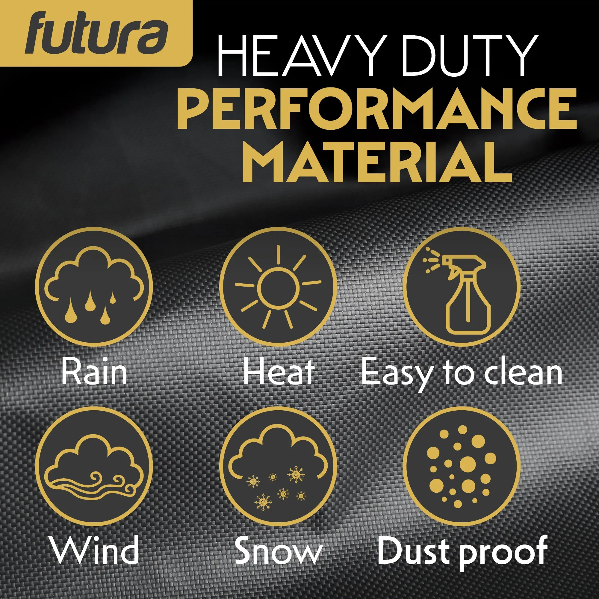 Futura Garden Furniture Cover Weatherproof 150 x 150 x 75cm Square Heavy Duty Rip Resistant Oxford Fabric