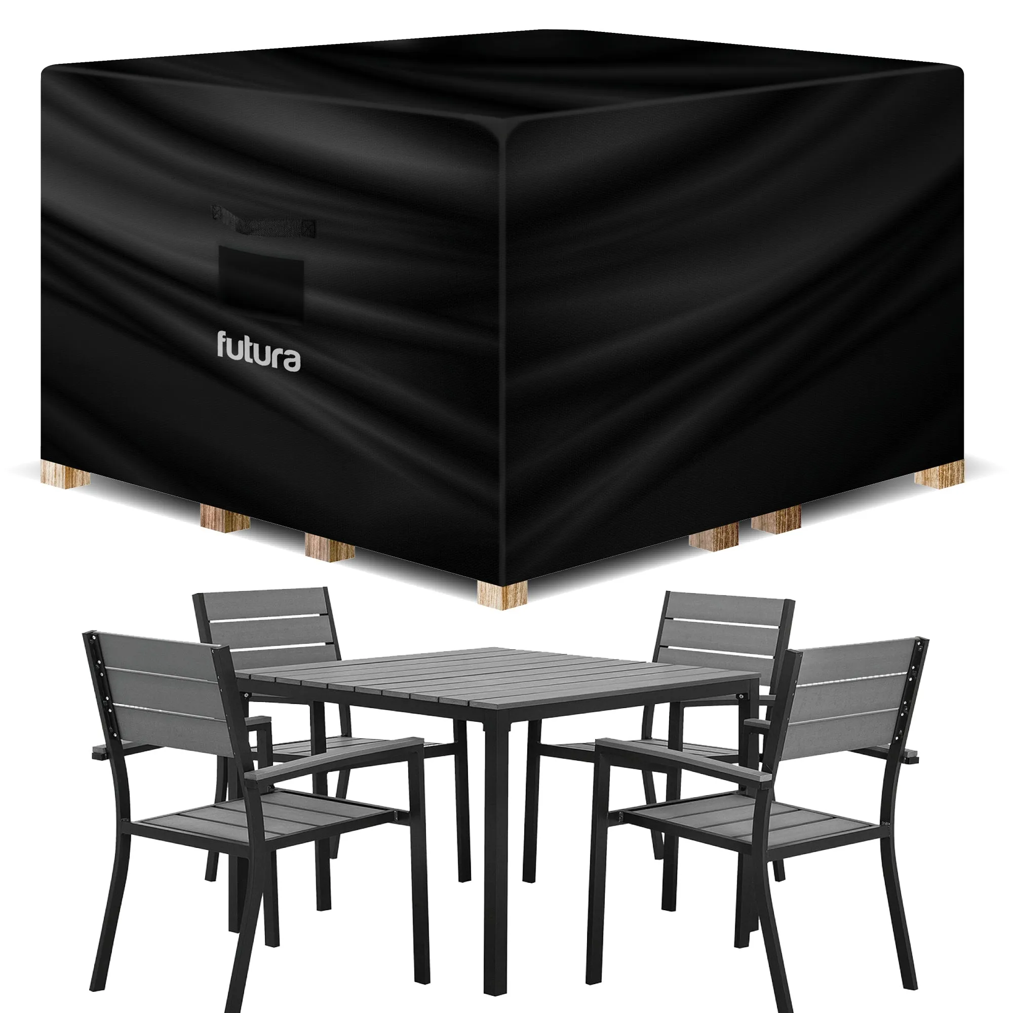 Futura Garden Furniture Cover Weatherproof 150 x 150 x 75cm Square Heavy Duty Rip Resistant Oxford Fabric