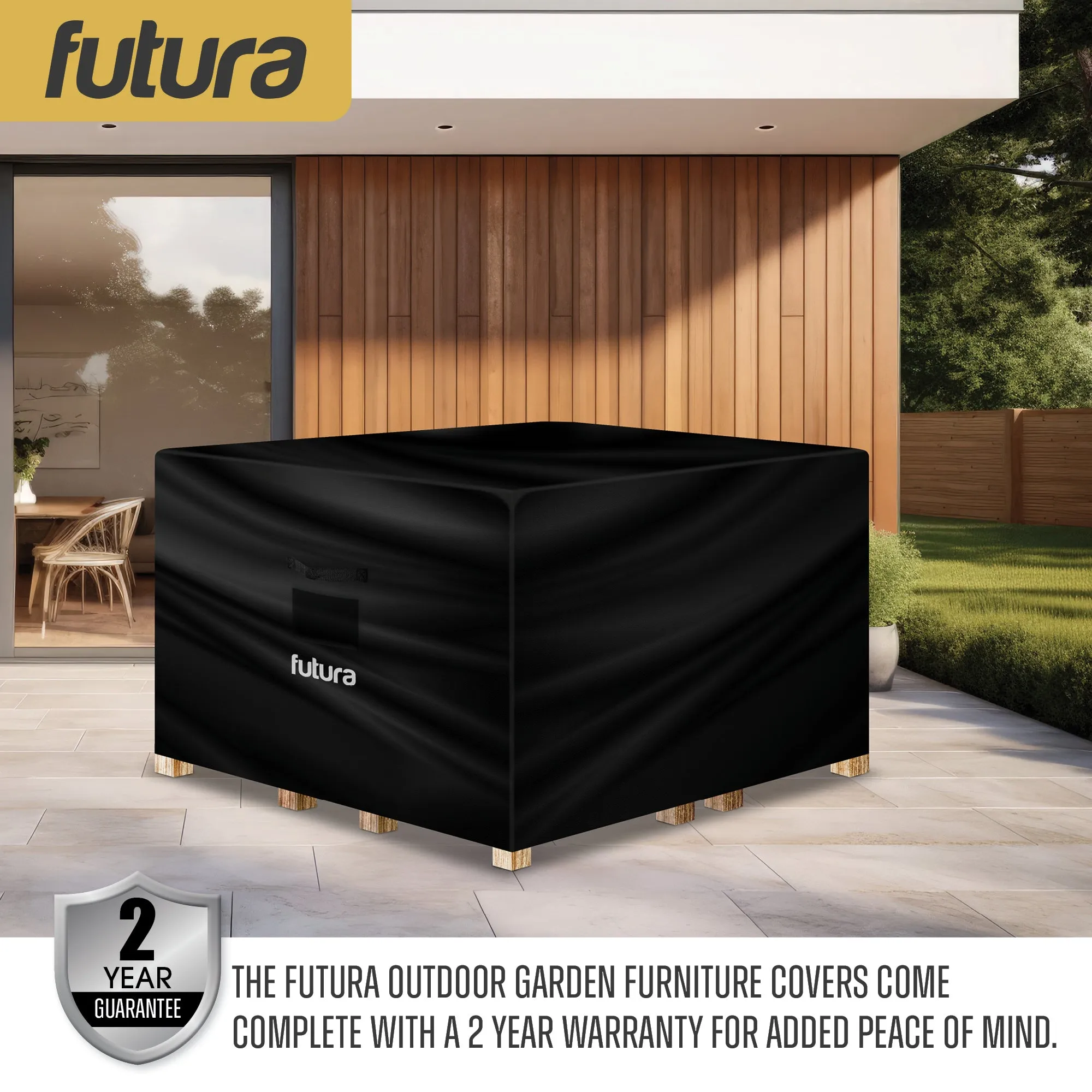 Futura Garden Furniture Cover Weatherproof 150 x 150 x 75cm Square Heavy Duty Rip Resistant Oxford Fabric