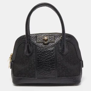 Grey/Black Monogram Canvas and Leather Dome Satchel