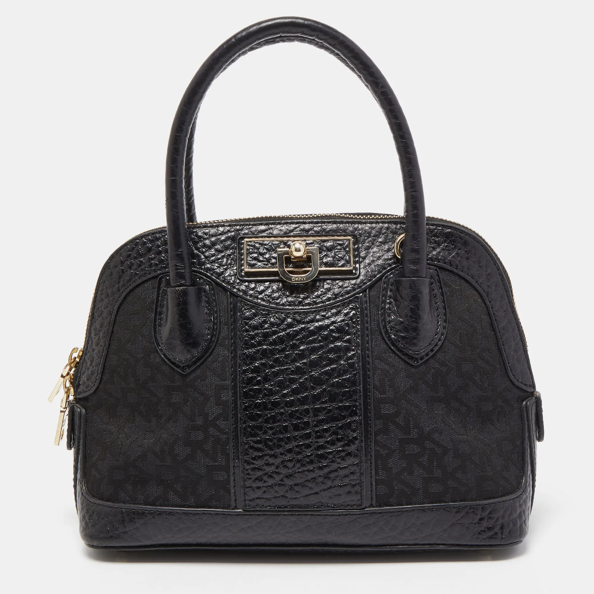 Grey/Black Monogram Canvas and Leather Dome Satchel