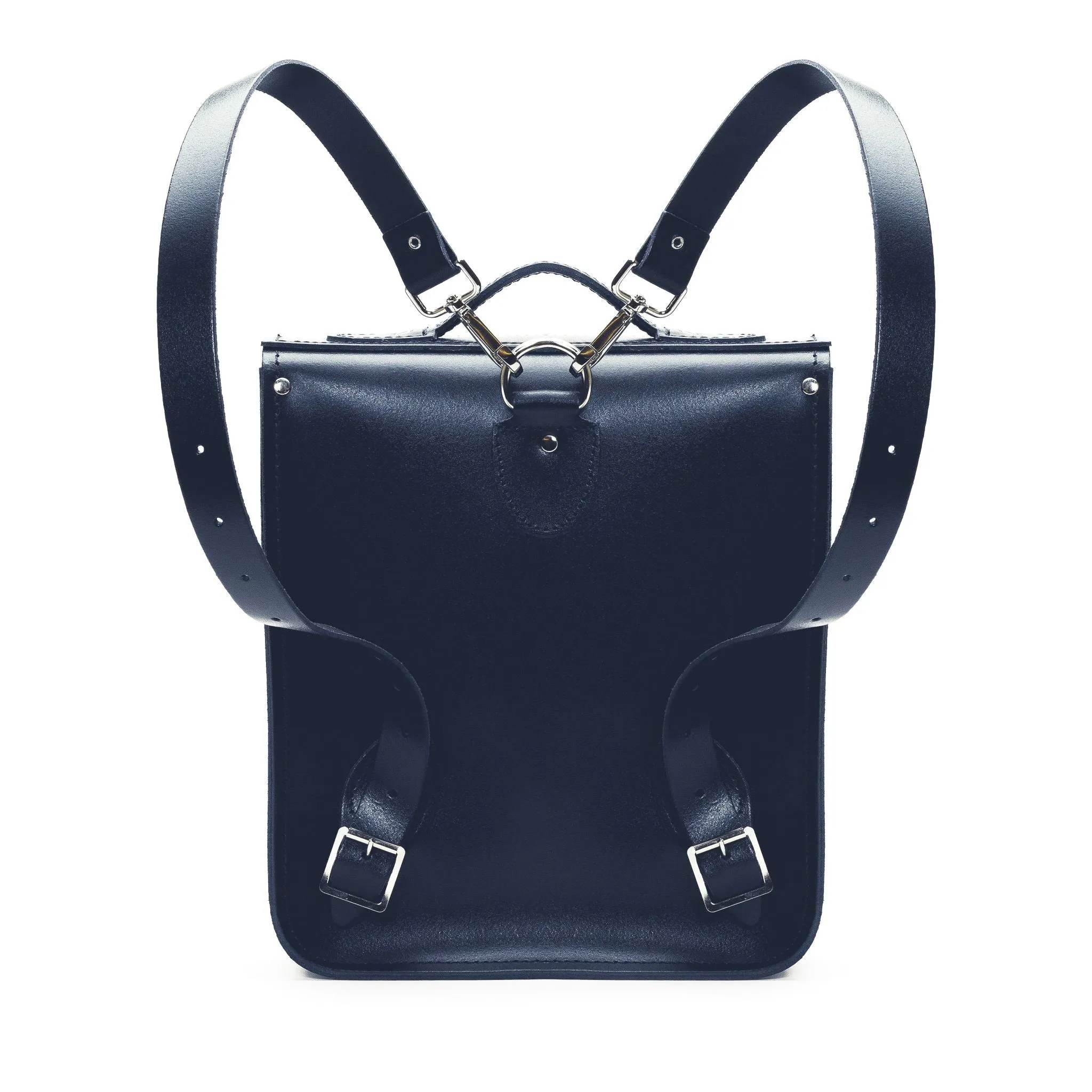 Handmade Leather City Backpack - Navy Blue