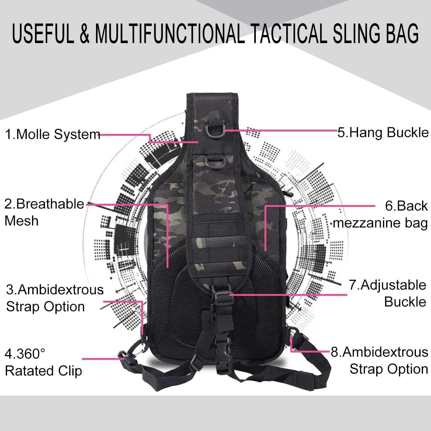 HAOMUK Tactical Sling Bag Pack Military Rover Shoulder Sling Backpack EDC Molle Assault Range Bag