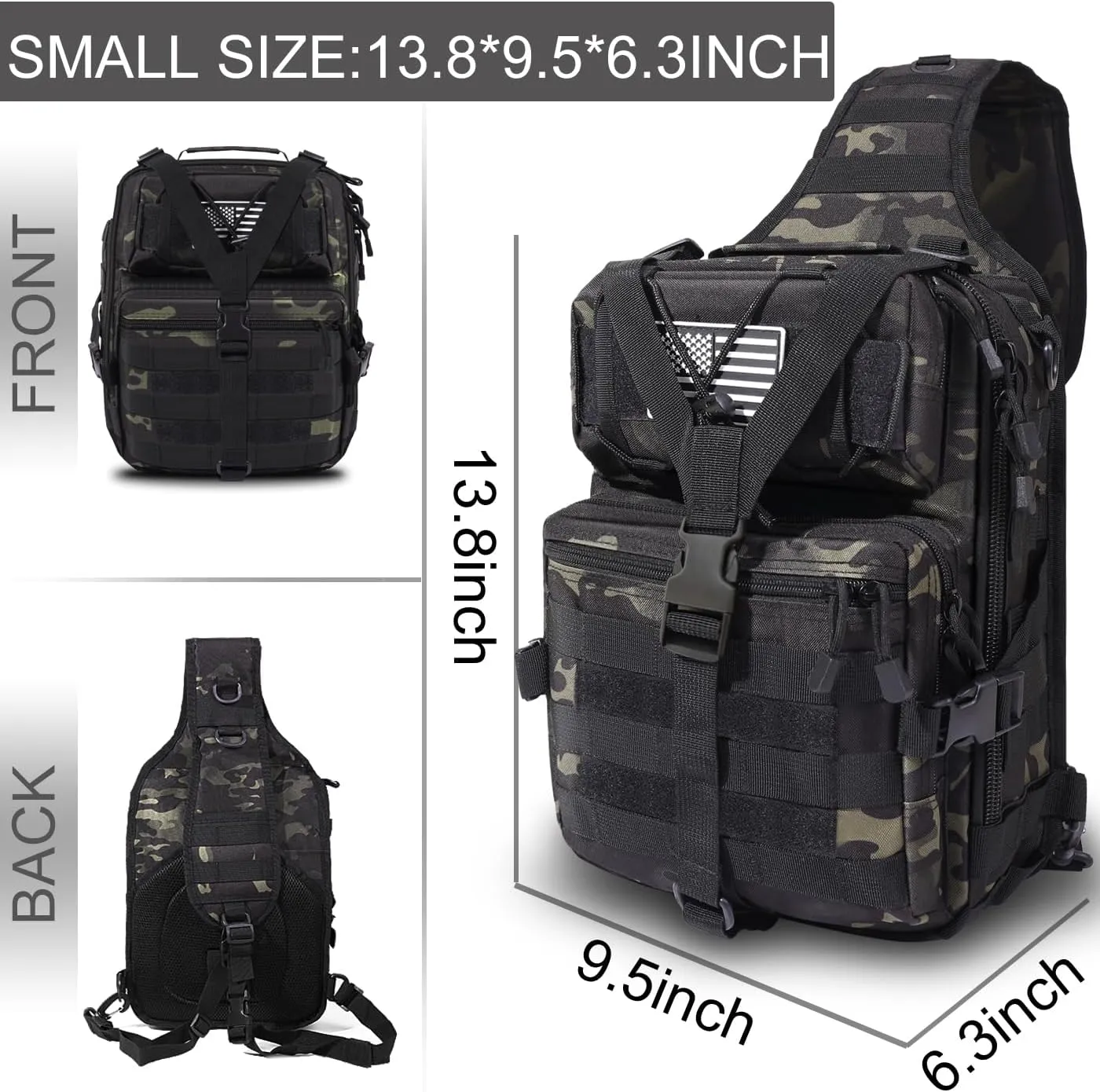 HAOMUK Tactical Sling Bag Pack Military Rover Shoulder Sling Backpack EDC Molle Assault Range Bag