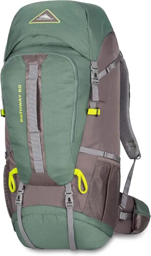 High Sierra Pathway Internal Frame Hiking Backpack, Pine/Slate/Chartreuse, 60L