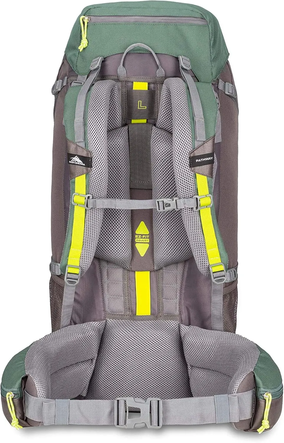 High Sierra Pathway Internal Frame Hiking Backpack, Pine/Slate/Chartreuse, 60L