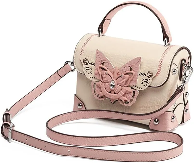 Hollowed-out Stylish Metal Butterfly Embellished Tote Handbag, PU Leather Goth Rivet Shoulder Purse, Novelty Funny Satchel