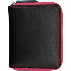 ili New York Small Multi Color Zip Wallet Black Brights Leather