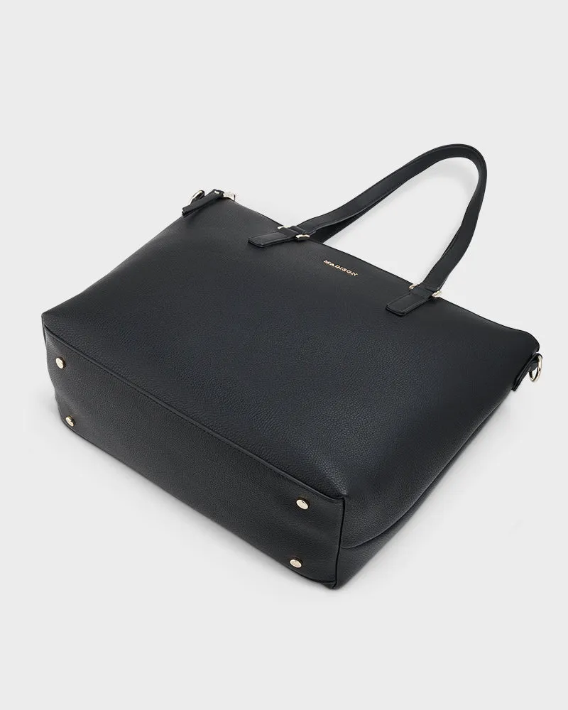 Inga Large Zip Top Tote Bag with Laptop Pocket   Metallic Stripe Bag Strap