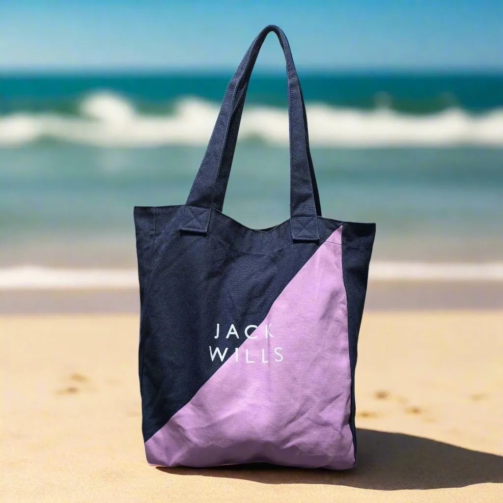Jack Wills Navy Blue and Pink Tote Shoulder Bag