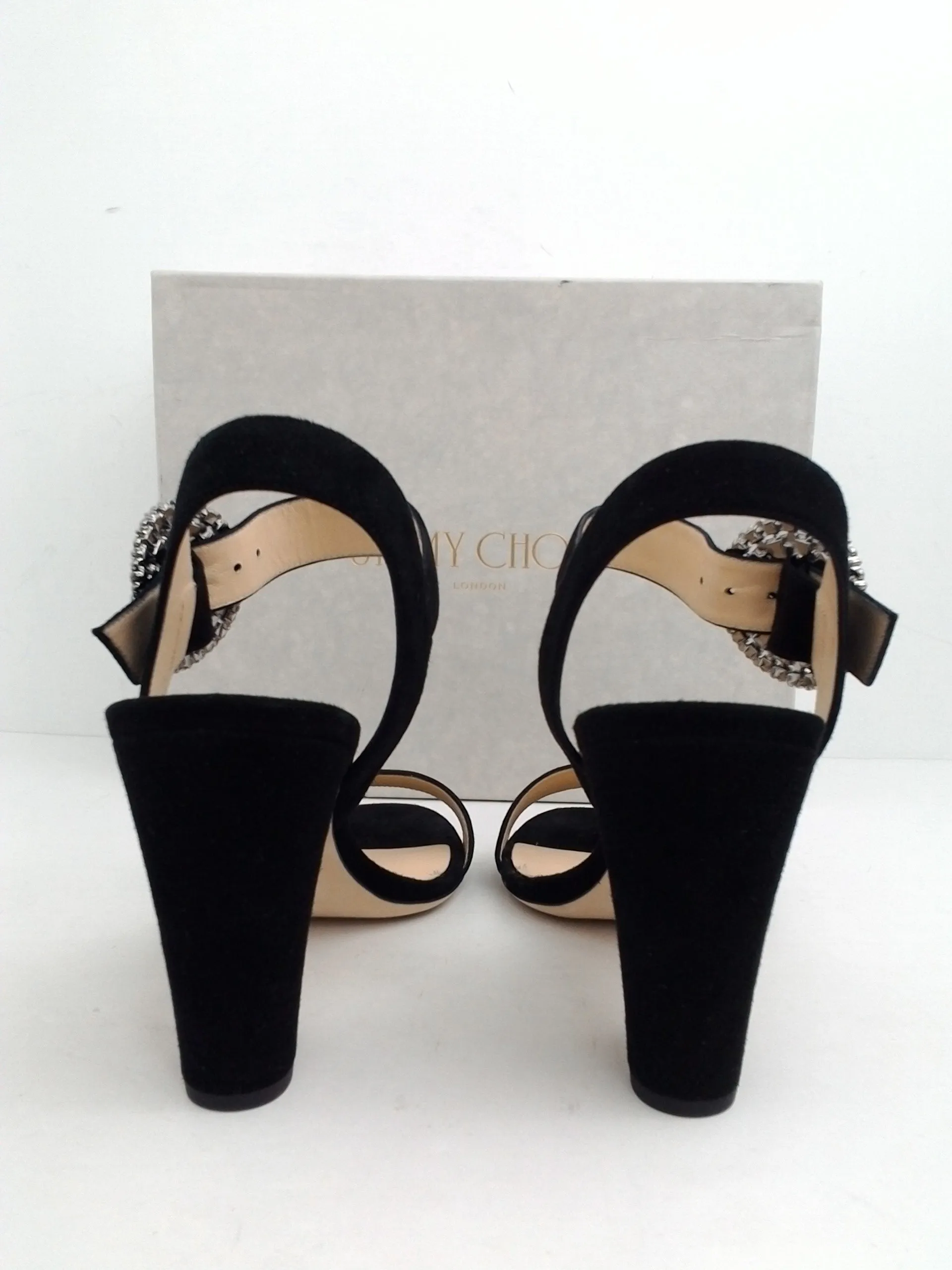 Jimmy Choo Women's Mischa Black Crystal Heeled Sandal Size 42