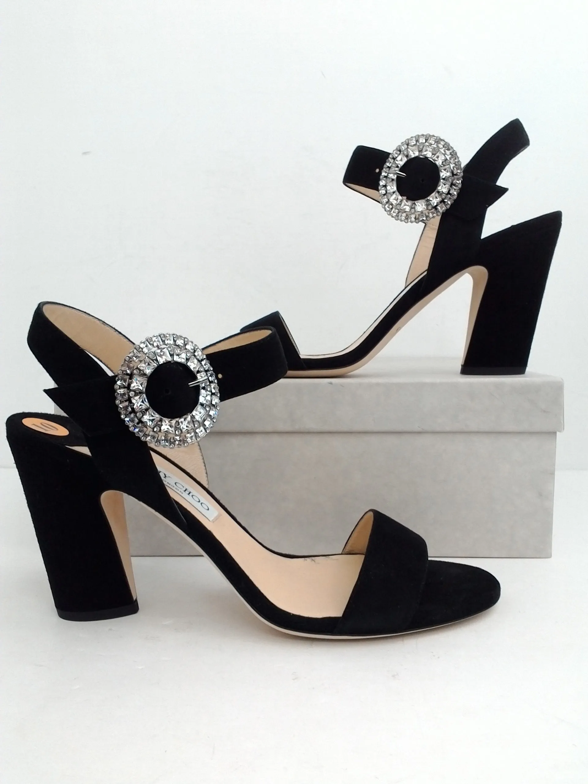 Jimmy Choo Women's Mischa Black Crystal Heeled Sandal Size 42