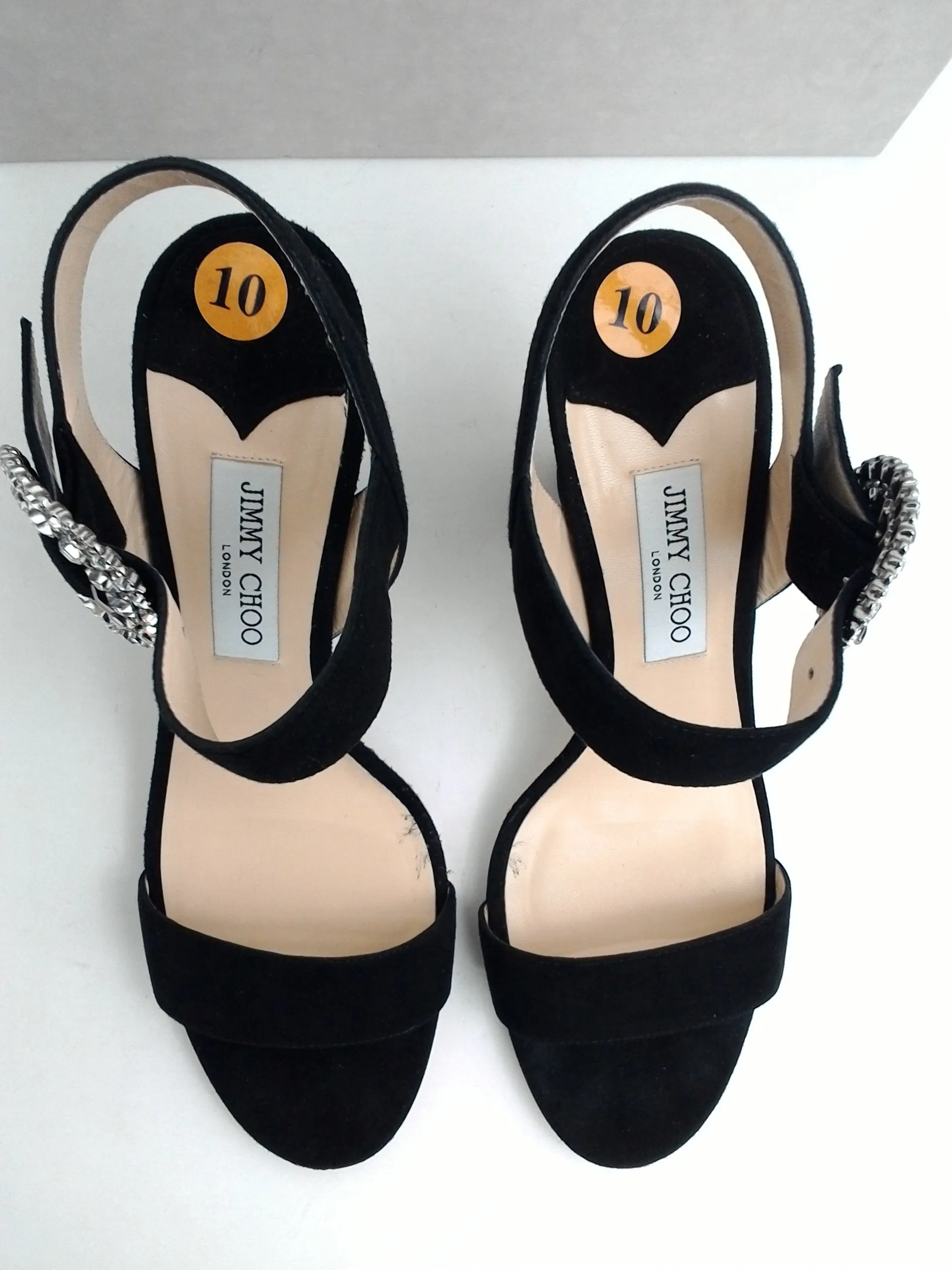 Jimmy Choo Women's Mischa Black Crystal Heeled Sandal Size 42
