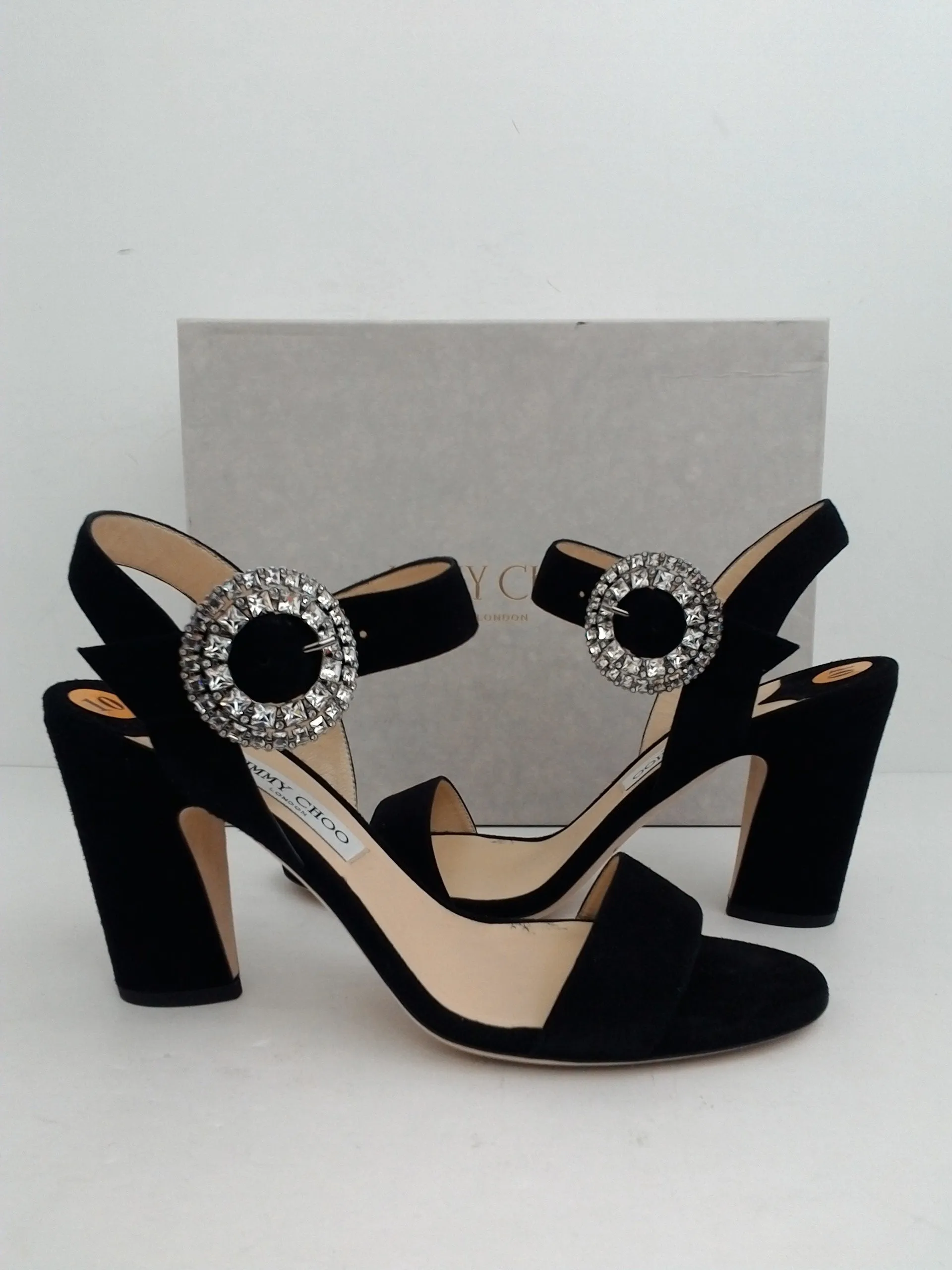 Jimmy Choo Women's Mischa Black Crystal Heeled Sandal Size 42
