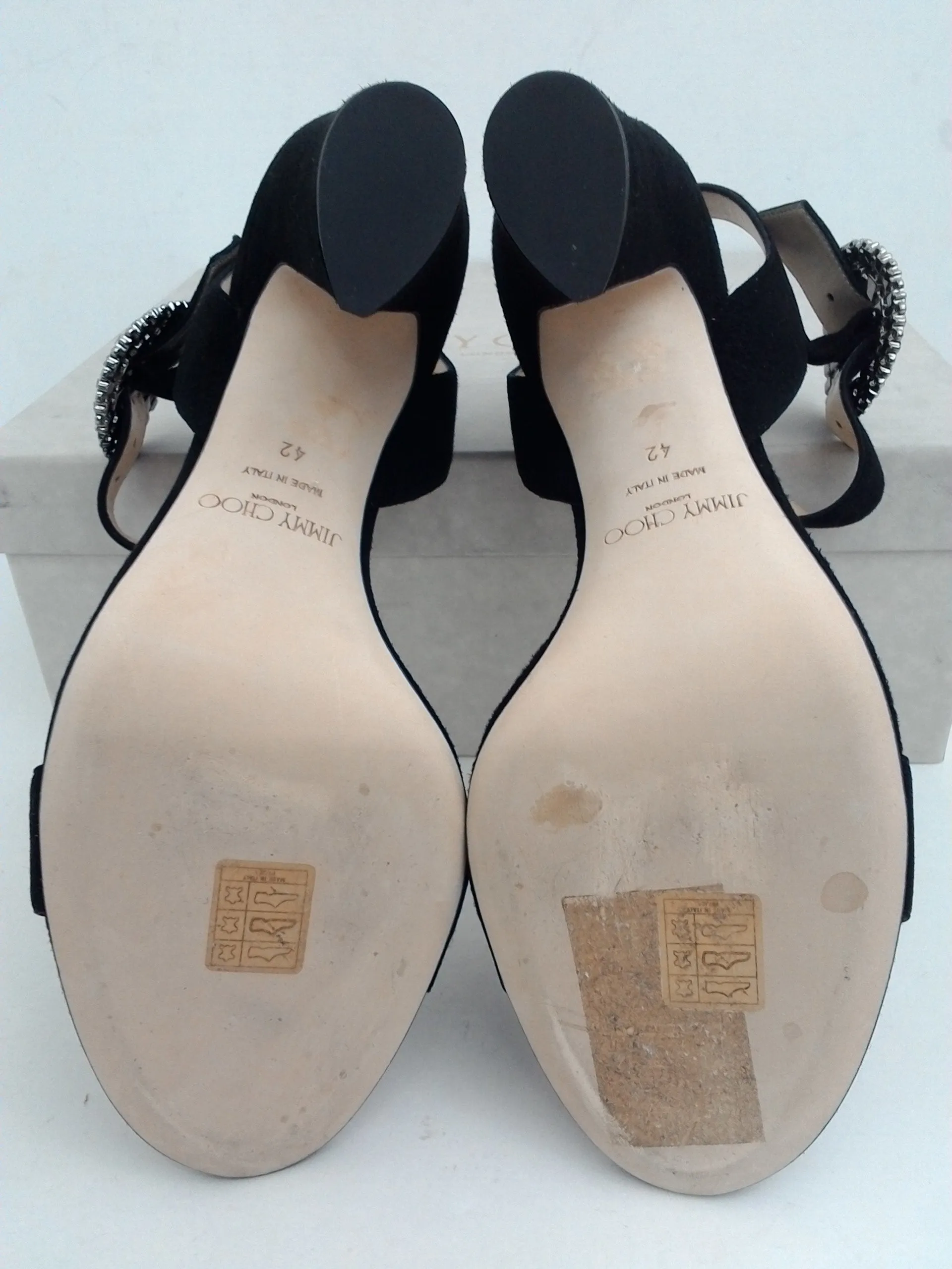 Jimmy Choo Women's Mischa Black Crystal Heeled Sandal Size 42