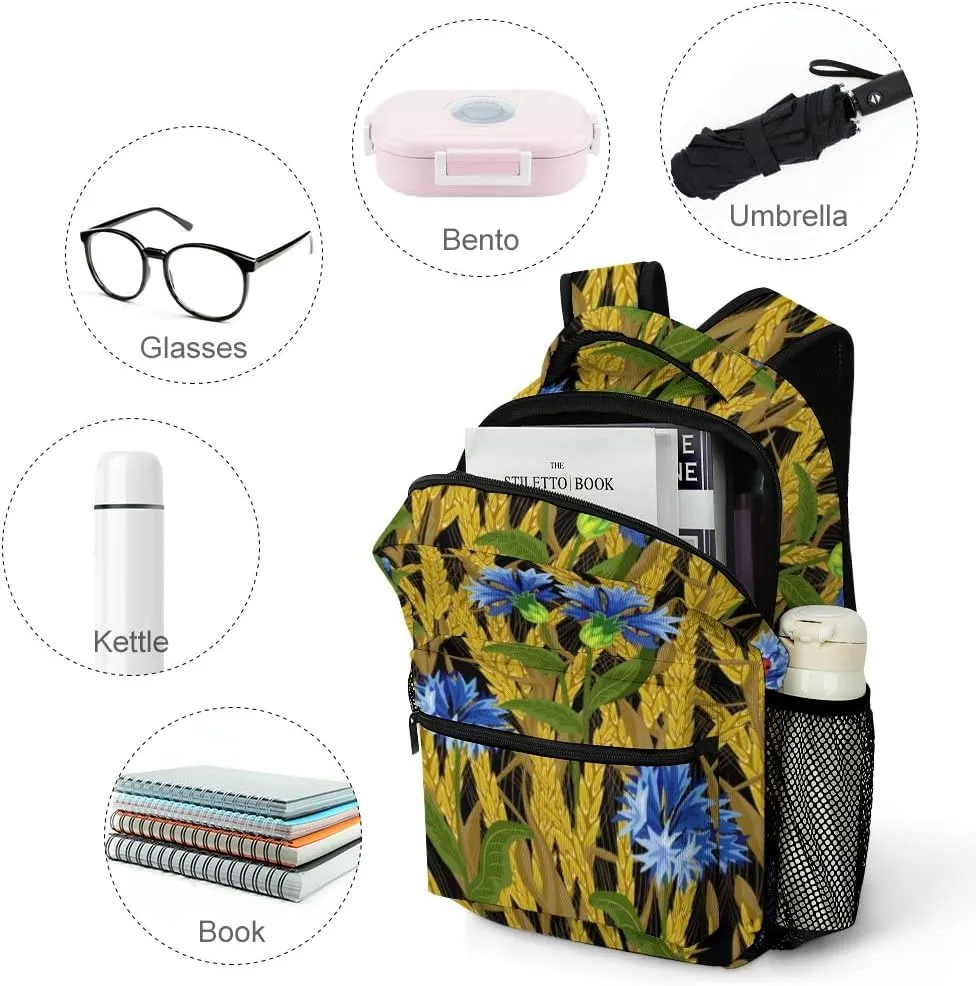 Kuizee Travel Laptop Backpack Business Daypack Work Bookbag Chestnut Wheat Field Dark Durable iPad Tablet School College Book Bags Casual Bags for Men and Women