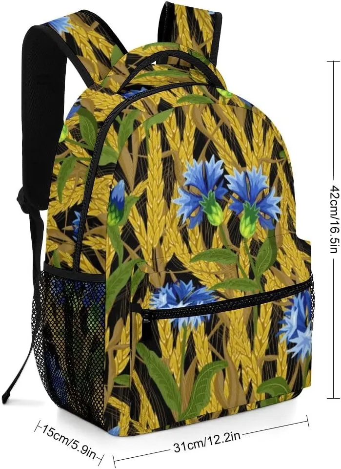 Kuizee Travel Laptop Backpack Business Daypack Work Bookbag Chestnut Wheat Field Dark Durable iPad Tablet School College Book Bags Casual Bags for Men and Women