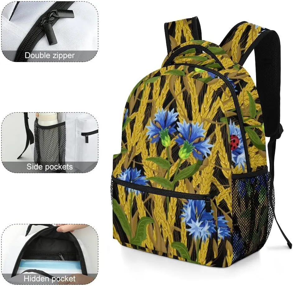 Kuizee Travel Laptop Backpack Business Daypack Work Bookbag Chestnut Wheat Field Dark Durable iPad Tablet School College Book Bags Casual Bags for Men and Women