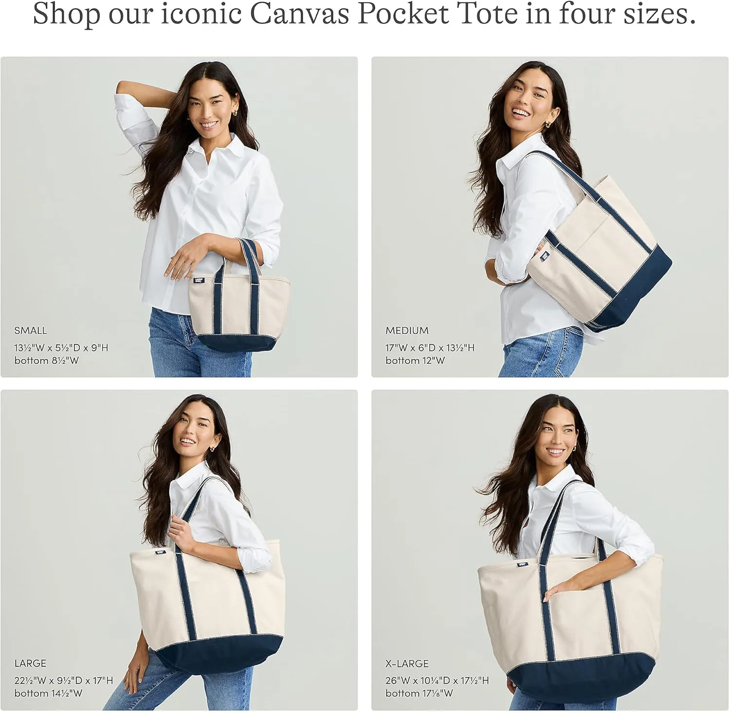 Lands' End Open Top Canvas Tote Bag