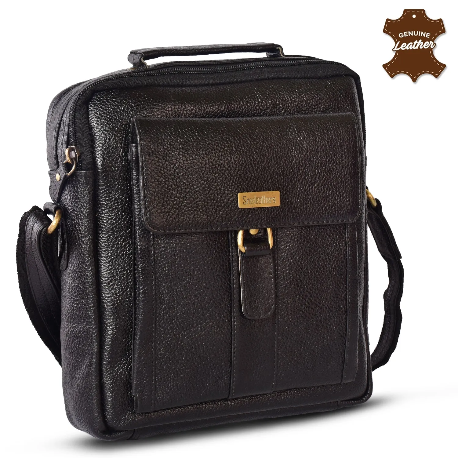 LEATHER SLING BAG  998907 (BLACK)