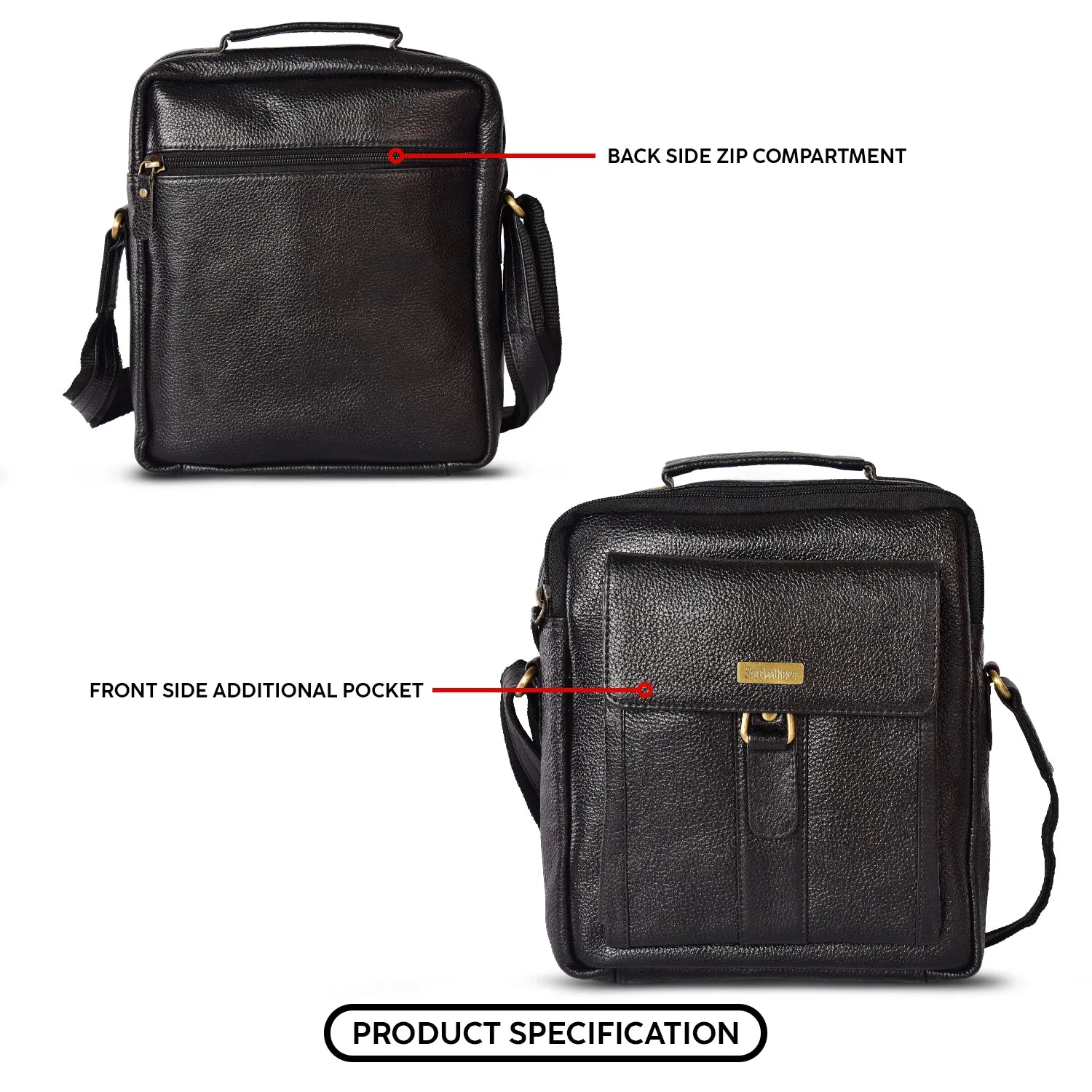 LEATHER SLING BAG  998907 (BLACK)