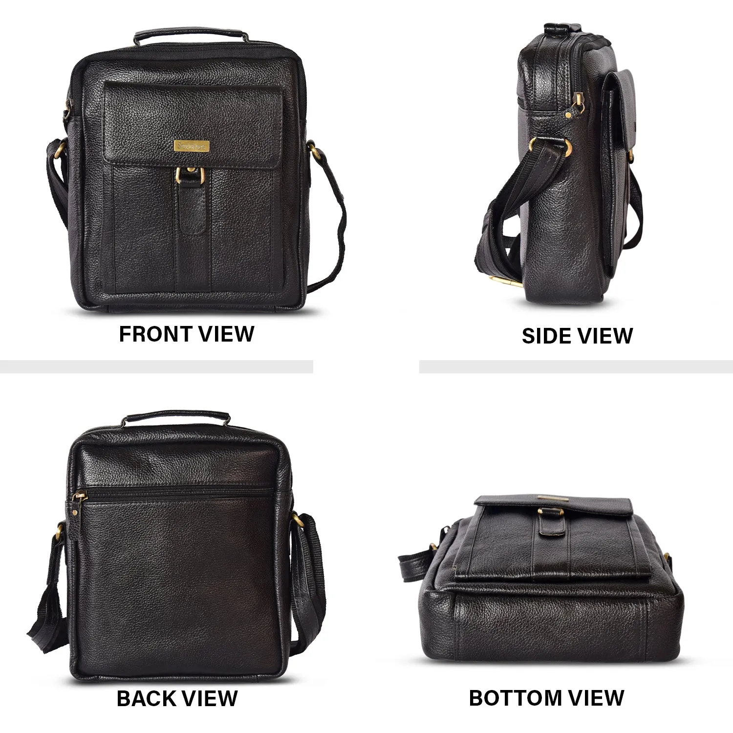 LEATHER SLING BAG  998907 (BLACK)