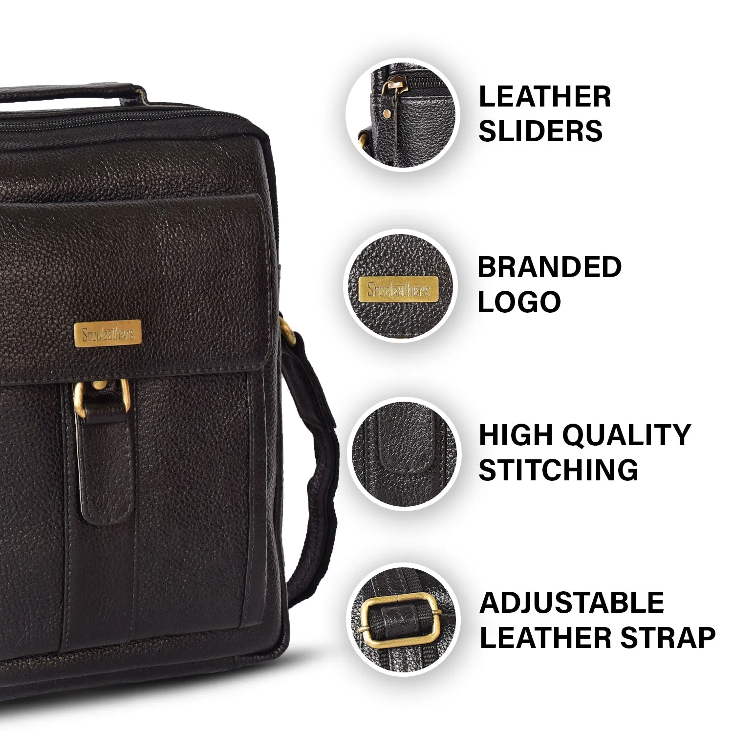LEATHER SLING BAG  998907 (BLACK)