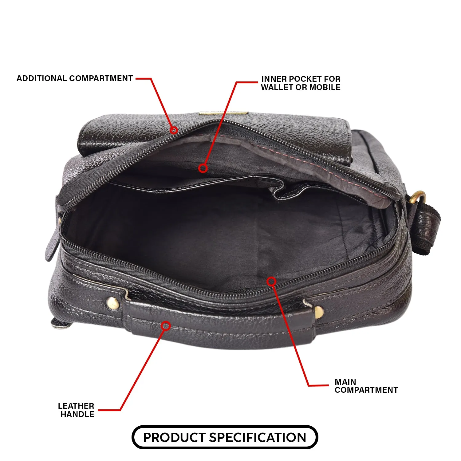 LEATHER SLING BAG  998907 (BLACK)