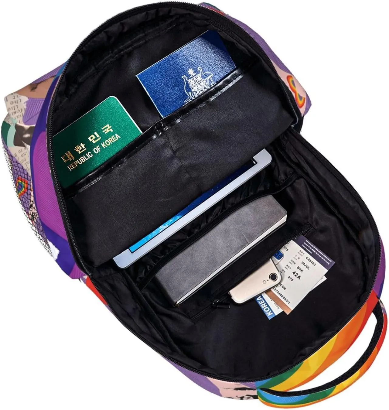 LGBT Rainbow Gay Pride Flag Hearts Love Casual Backpack Laptop Backpacks Outdoor Sports Rucksack Lightweight Daypacks Shoulder Bag with Multiple Pockets for Travel Camping Hiking