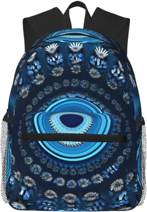 Lightweight Laptop Backpack,Casual Daypack Travel Backpack Bookbag Work Bag for Men and Women-Blue Mini Flower Swirl