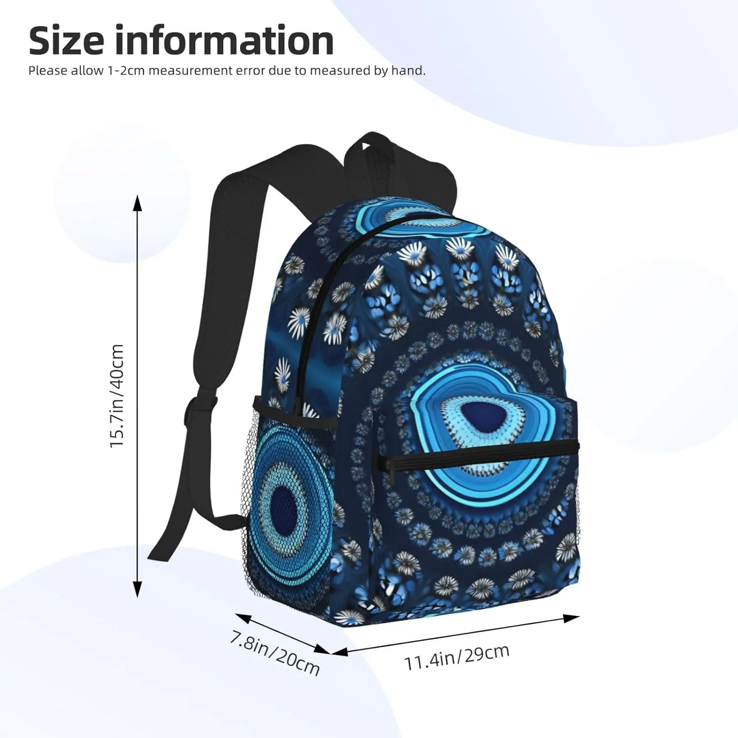Lightweight Laptop Backpack,Casual Daypack Travel Backpack Bookbag Work Bag for Men and Women-Blue Mini Flower Swirl