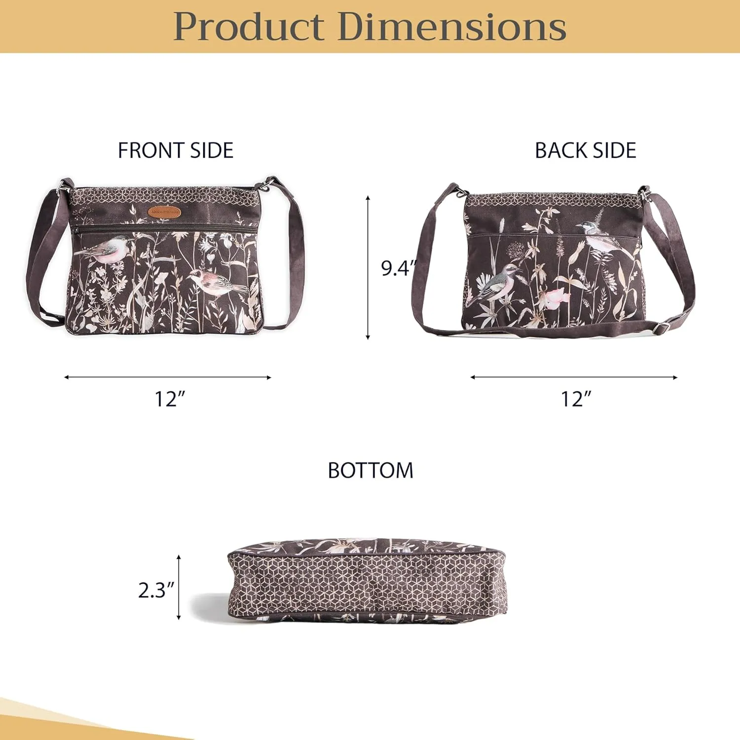 Maison d' Hermine Cross Body Bags for Women Cotton Canvas Shoulder Bag for Shopping Travel Everyday Use Tote purse Sling Bag