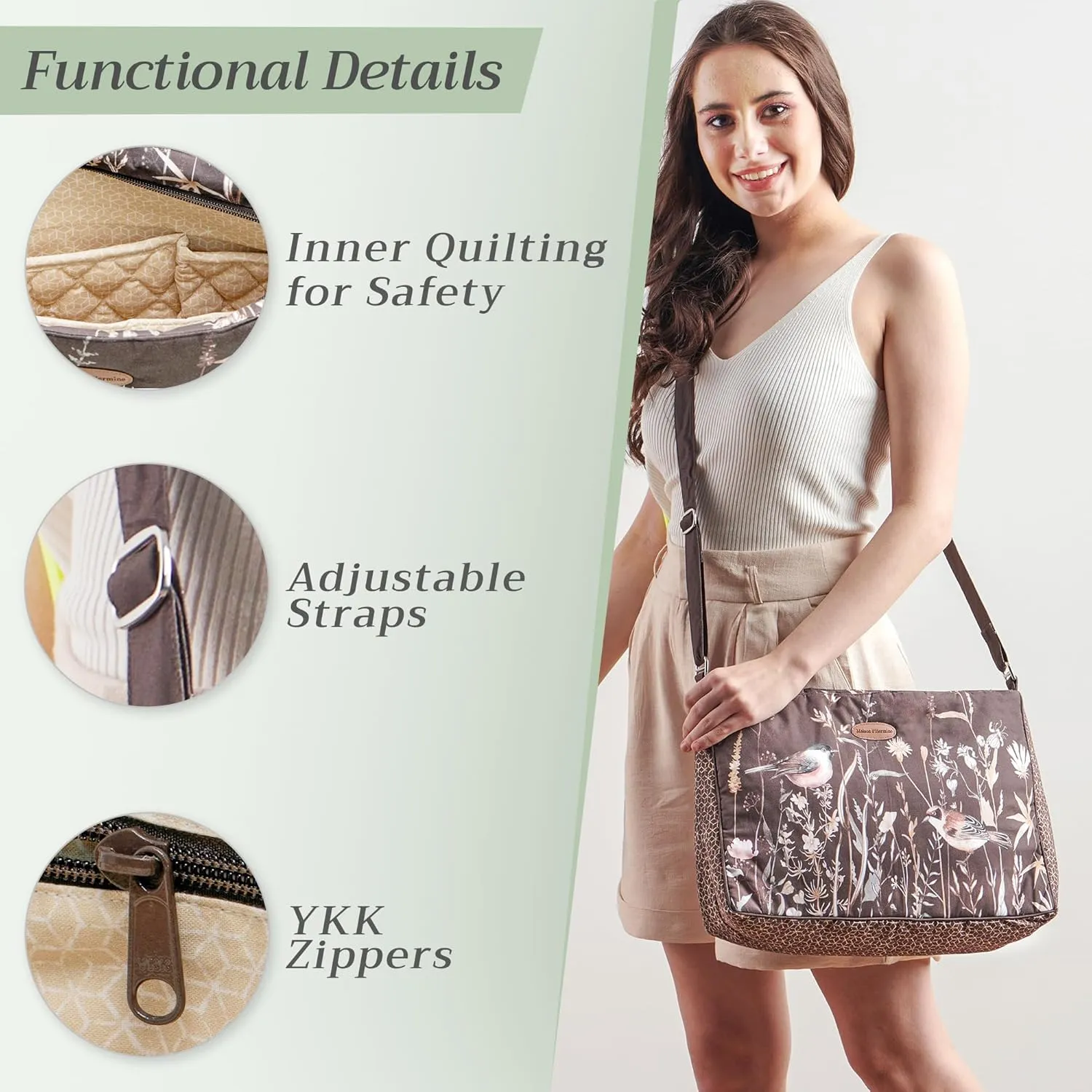 Maison d' Hermine Hand Bags for Women Cotton Shoulder Bag for Shopping Travel Everyday Use Cross Body Tote purse Sling Bag