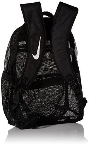 NIKE Brasilia Mesh Backpack, Black/White, One Size