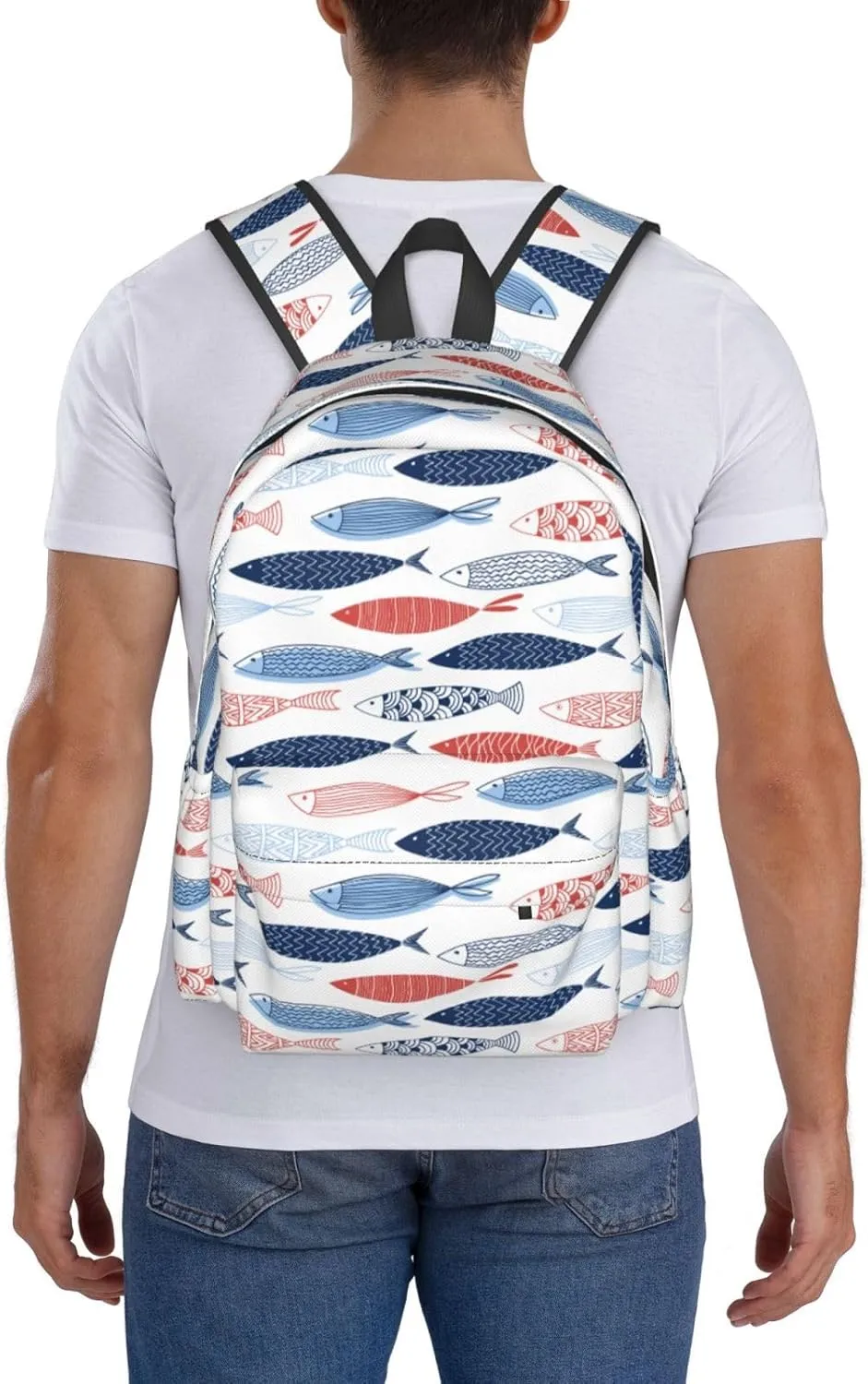 Ocean Fish Backpack School Bag Lightweight Bookbag Casual Daypack for Girls Boys Kids Women Men Travel Laptop 16 Inch