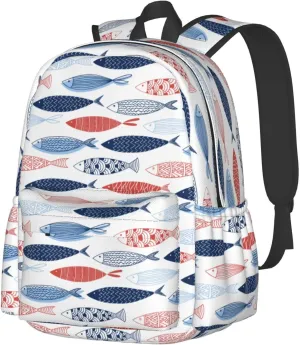 Ocean Fish Backpack School Bag Lightweight Bookbag Casual Daypack for Girls Boys Kids Women Men Travel Laptop 16 Inch
