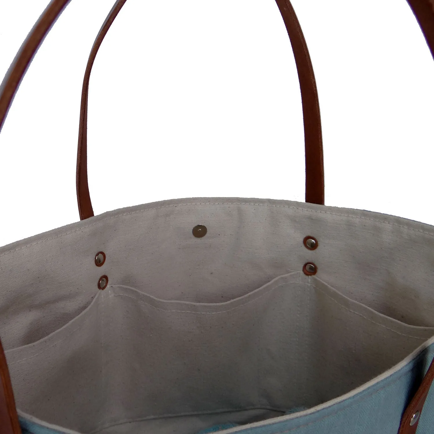Panama Linen and Burlap Large Tote Bag - Blue and Beige