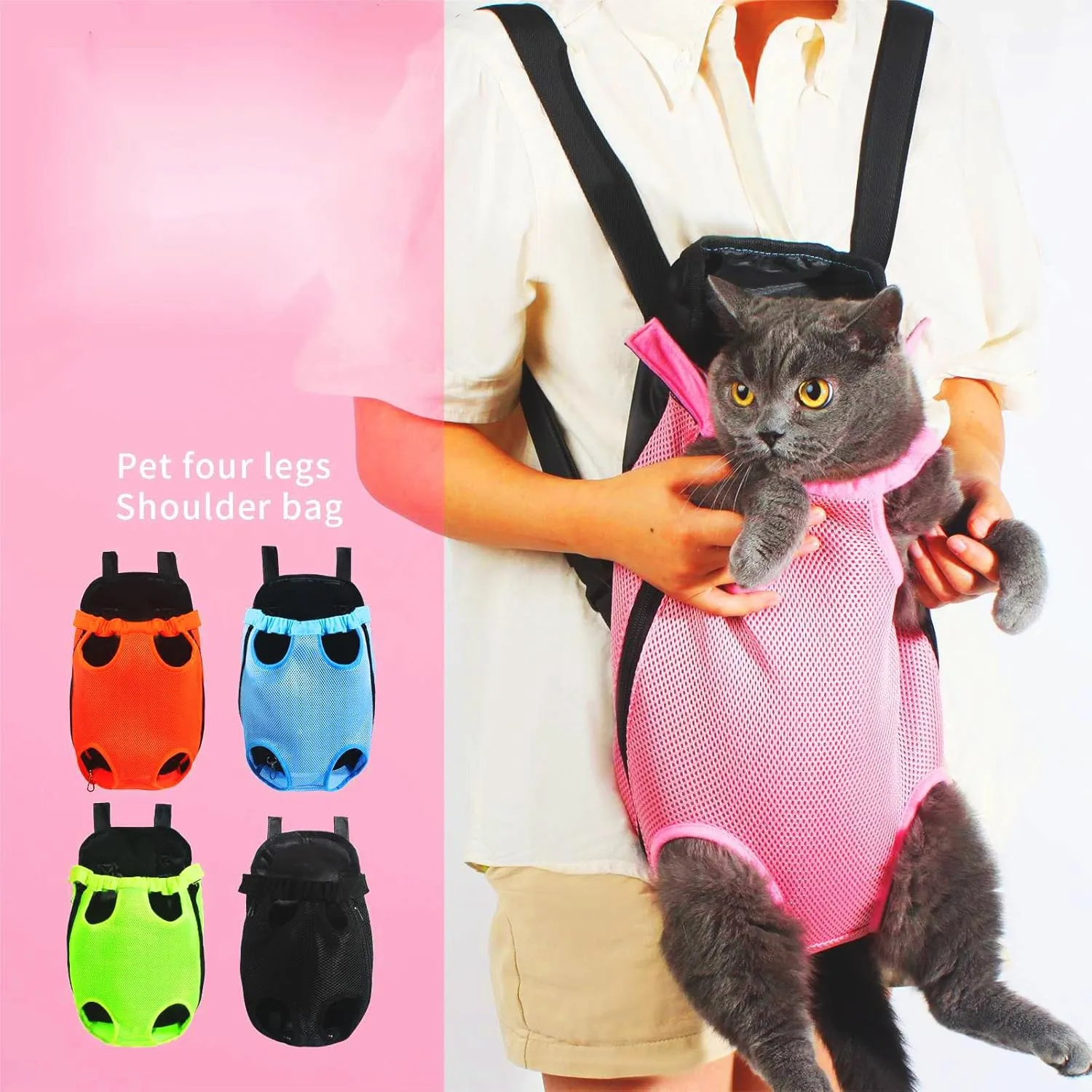 Pet Carrier Backpack, Pets Out of Four Legs Shoulder Bag Travel Backpack, Hiking, Camping, Out for a Walk Riding a Bike/Breathable/Easy to Clean/Padded Shoulder Straps.(XL, Orange)