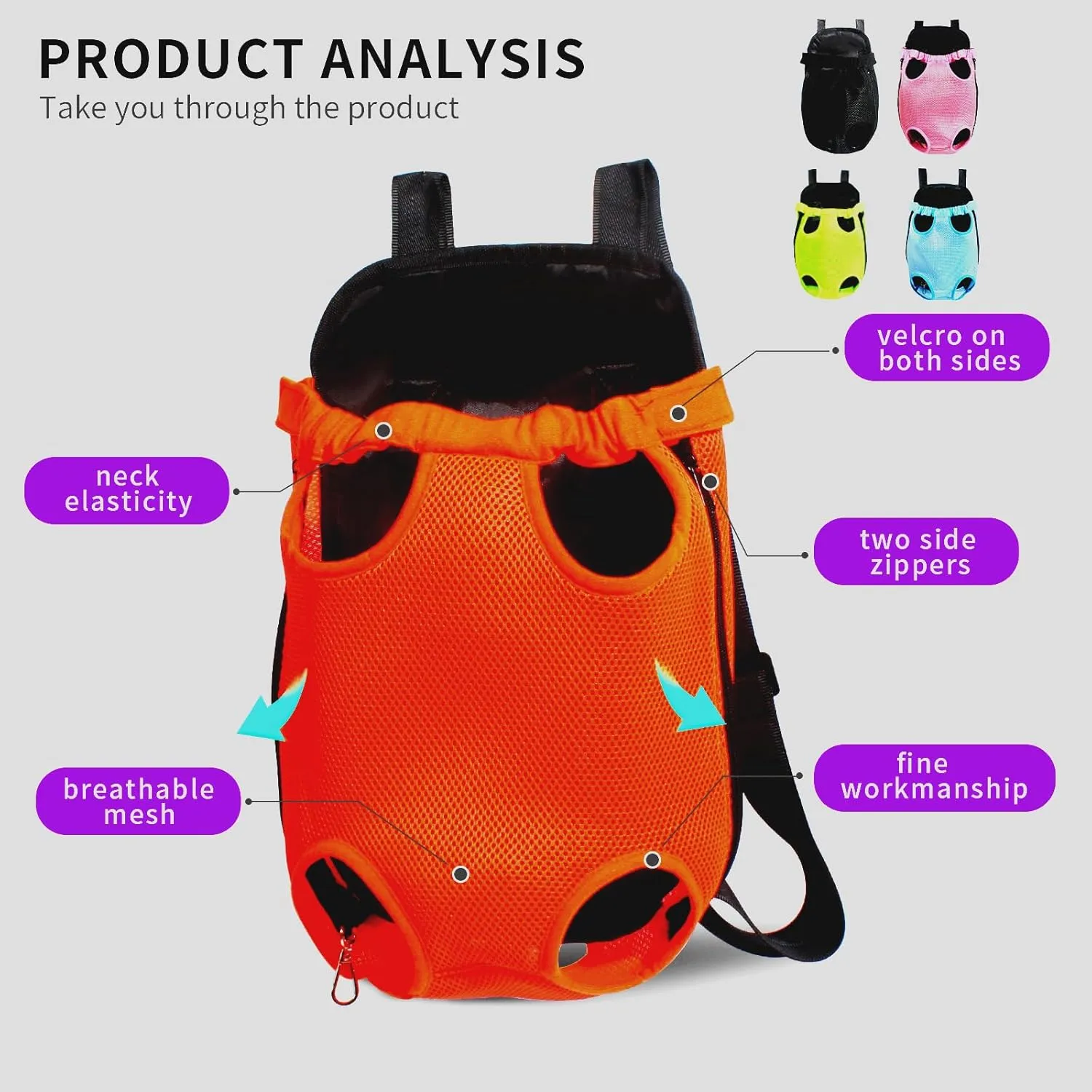 Pet Carrier Backpack, Pets Out of Four Legs Shoulder Bag Travel Backpack, Hiking, Camping, Out for a Walk Riding a Bike/Breathable/Easy to Clean/Padded Shoulder Straps.(XL, Orange)