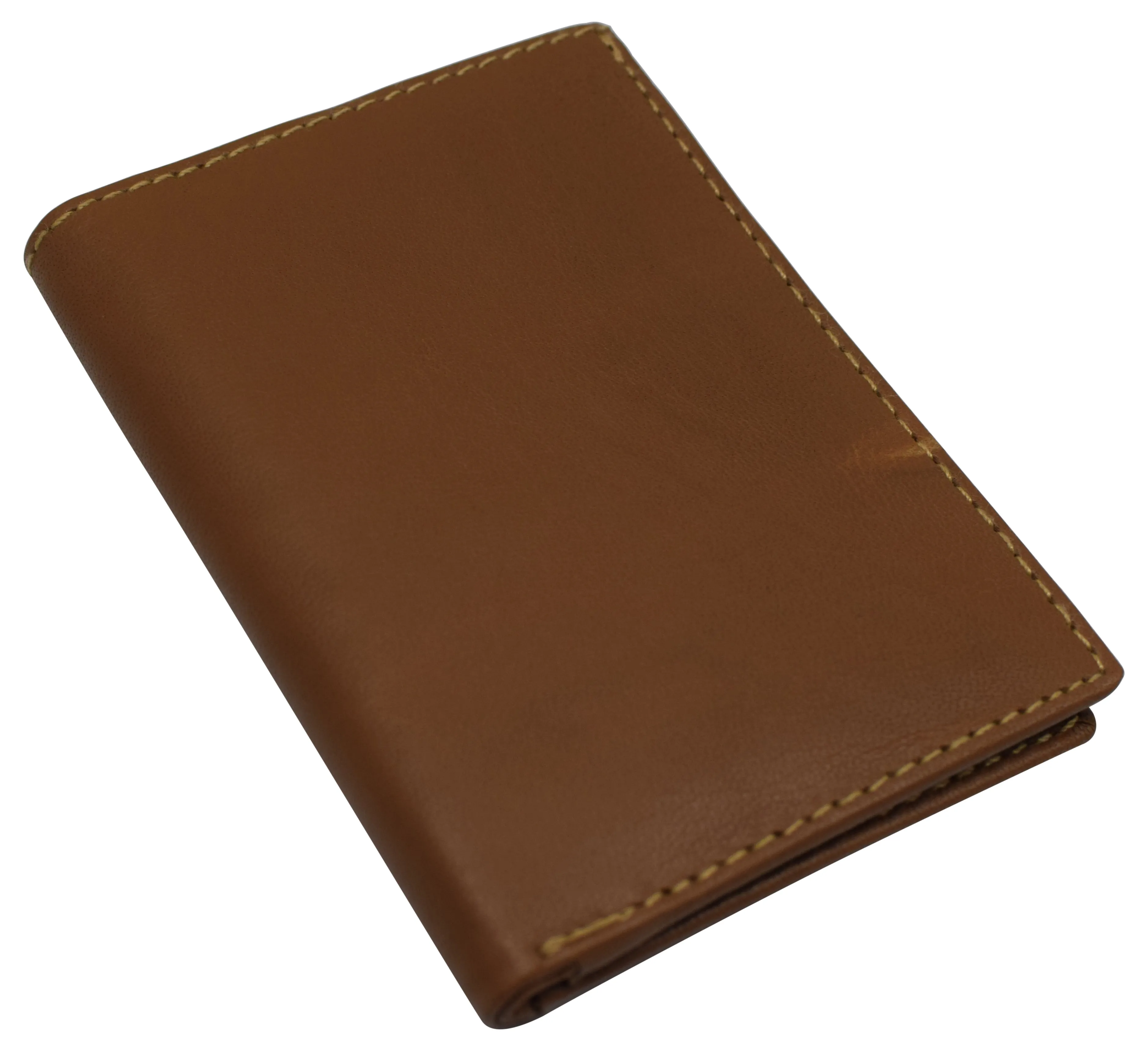 RFID Blocking Mens Slim Bifold Wallet Genuine Leather Front Pocket Multi Card Holder Tan