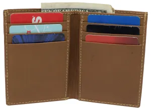 RFID Blocking Mens Slim Bifold Wallet Genuine Leather Front Pocket Multi Card Holder Tan