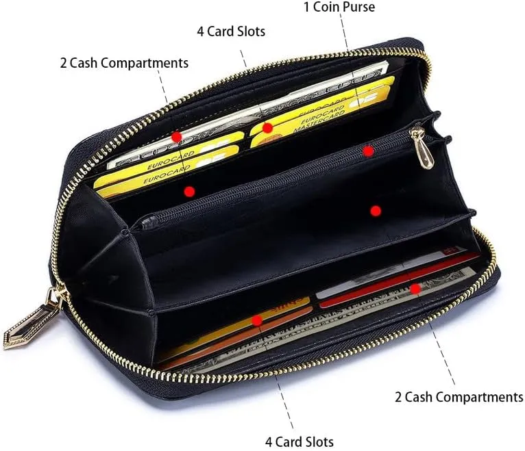 RFID Blocking Wristlet Wallet for Women & Teen Girls-Large Capacity Leather Phone Clutch with Removable Strap,