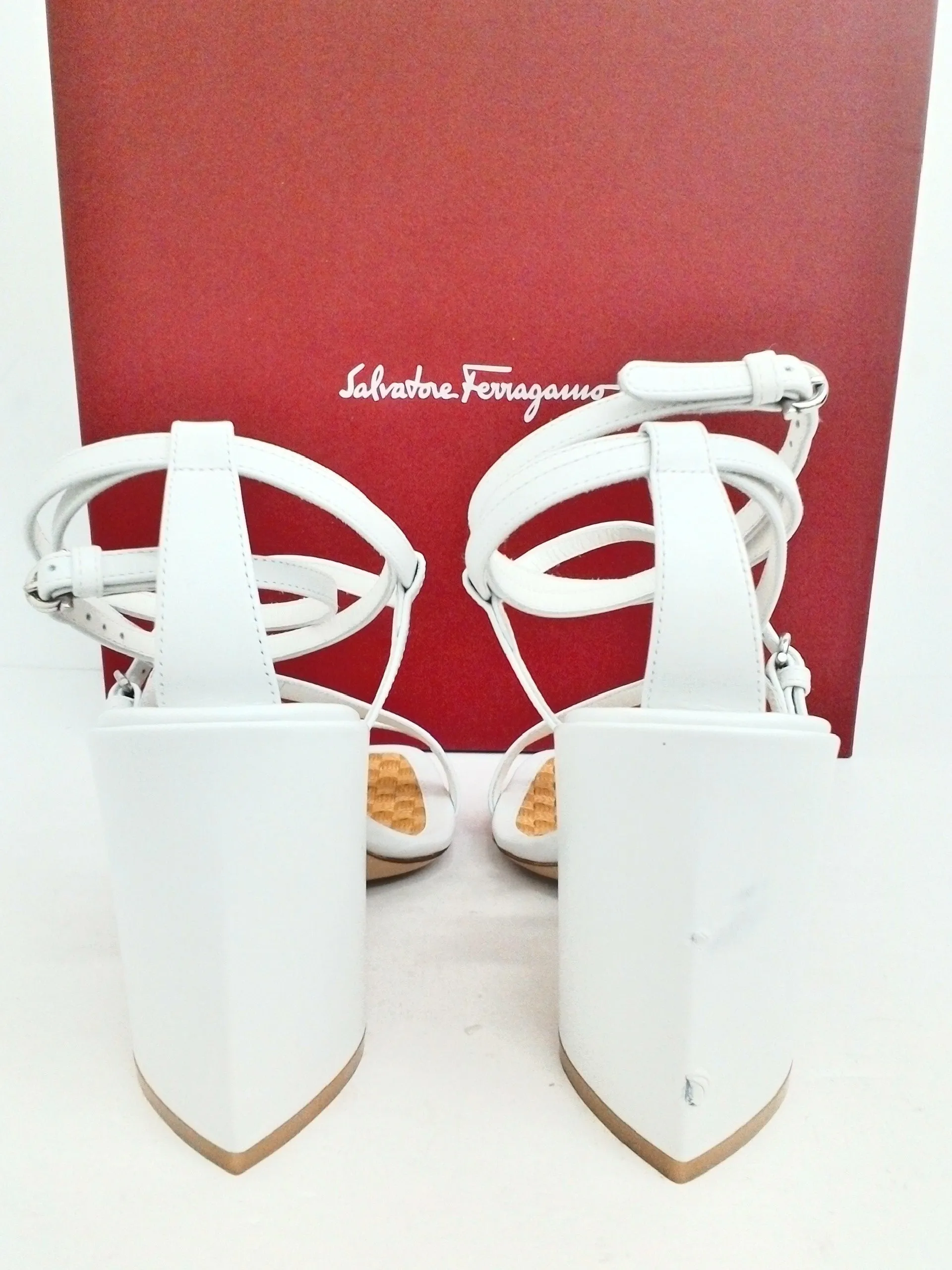 Salvatore Ferragamo Women's Egadi White Heeled Sandal Size 7.5