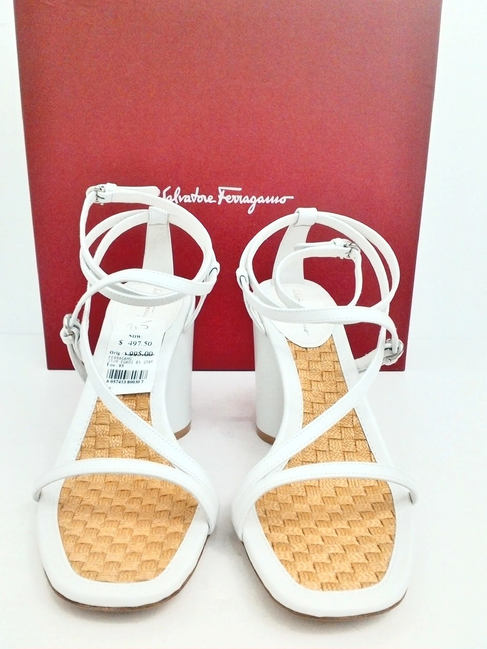 Salvatore Ferragamo Women's Egadi White Heeled Sandal Size 7.5